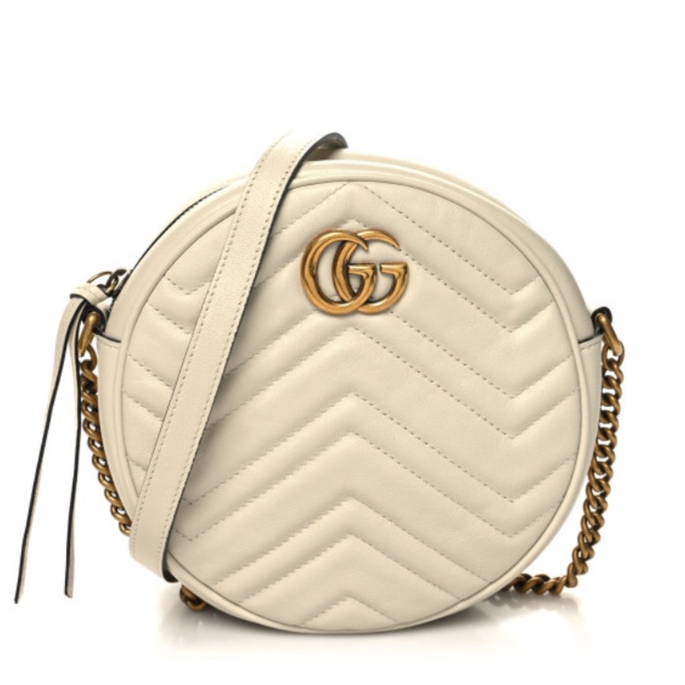Gucci GG Marmont round crossbody shoulder bag white
